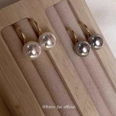 经典纯银女珍珠百搭耳钩抗过敏