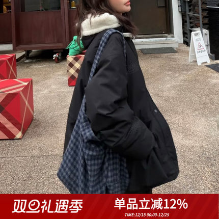 自制吴主任韩代viaplain25秋冬同款毛呢格子包简约托特包单肩包