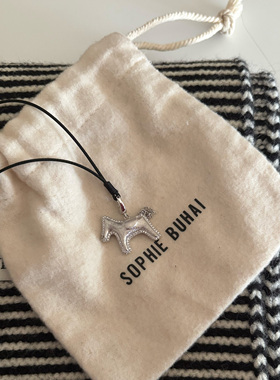 Retro“马上有钱”手工拉丝开运小马项链毛衣链本命年新年礼物