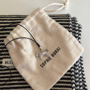 Retro“马上有钱”手工拉丝开运小马项链毛衣链本命年新年礼物