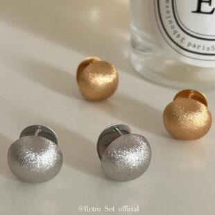 「拉丝圆球」925纯银独特简约气质耳钉原创设计感轻奢耳扣耳饰