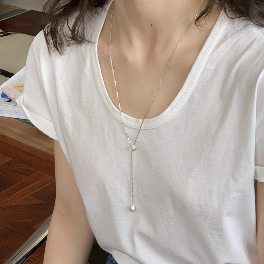 纯银925盒子链女水滴项链百搭