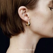 定制SOPHIE BUHAI简约蛋形U型水滴925纯银镀金白百何同款 百搭耳环