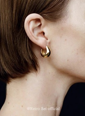 定制SOPHIE BUHAI简约蛋形U型水滴925纯银镀金白百何同款百搭耳环