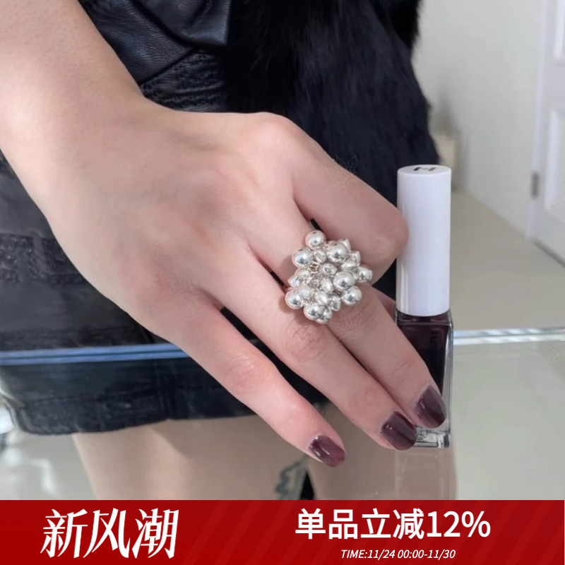 【现货】定制韩国inodore爱心球球造型小众925纯银戒指简约高级感