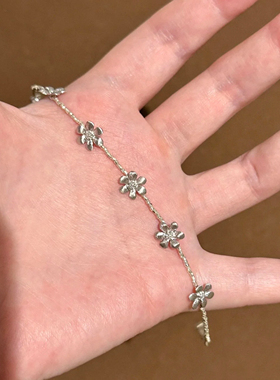 Retro花花泰国手工银拉丝手链