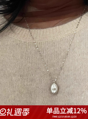 S925纯银扭片女小众项链毛衣链