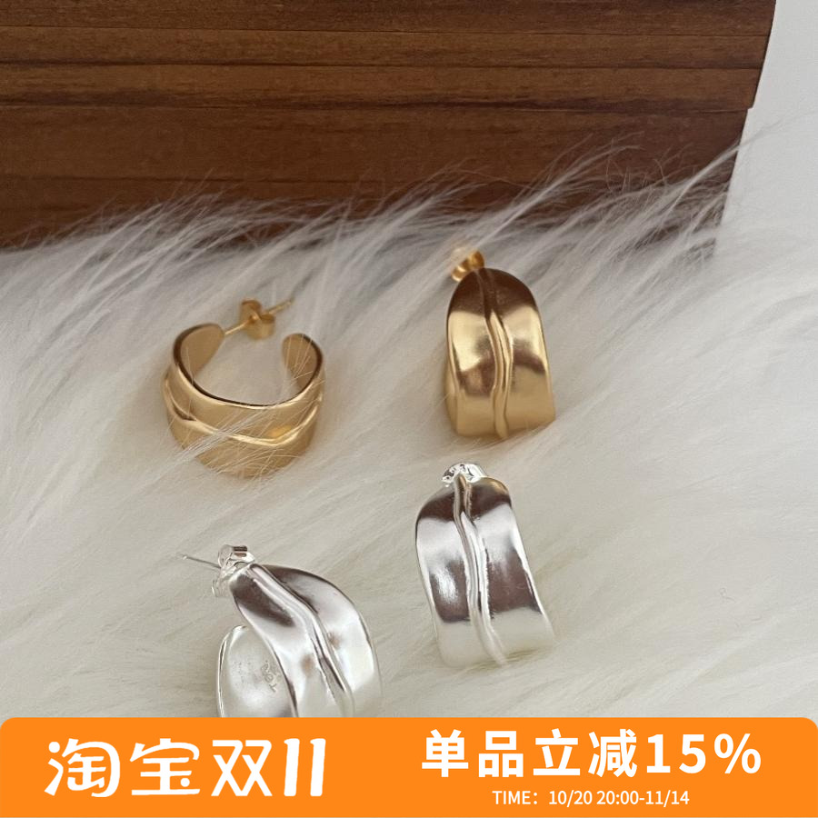 TEN日系纯音女树叶耳环手工