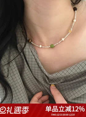 Retro日本进口米珠银色串珠项链