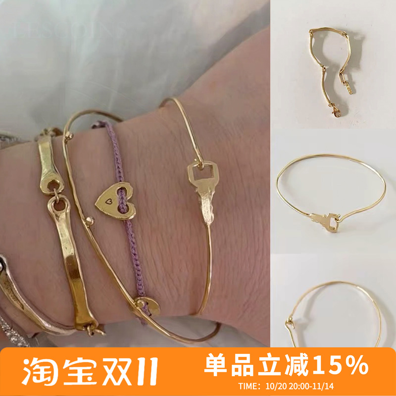 mars25小众设计钥匙纯银镀金手镯