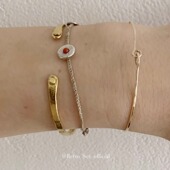 定制韩代小众mars25纯银镀18k金复古经典 骨头手镯手链 开口手镯