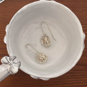 「折纸玫瑰花」清迈S925纯银手工立体玫瑰复古女款 花朵耳饰耳环