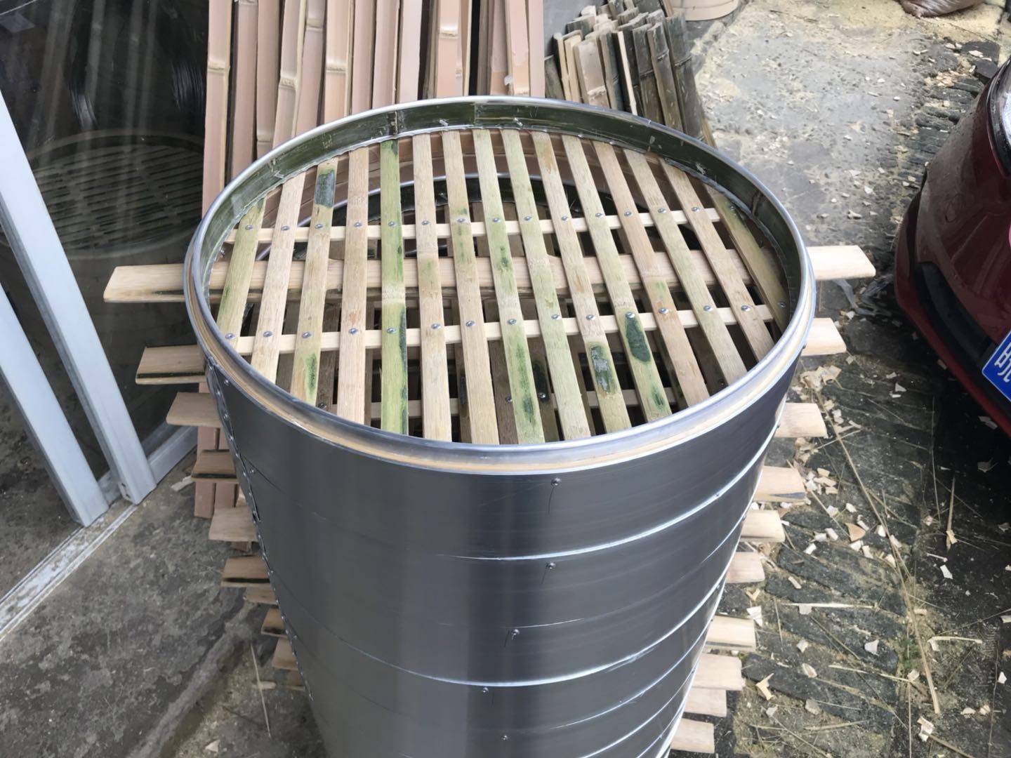 商用铝合金蒸笼圆蒸笼卷口木质大蒸笼竹编竹制蒸笼蒸格多层蒸屉