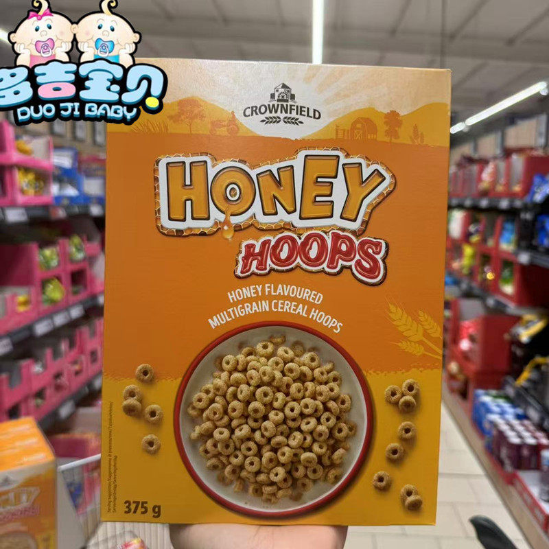 现货 英国 Crownfield 麦片蜂蜜麦圈多谷物麦片 honey hoops