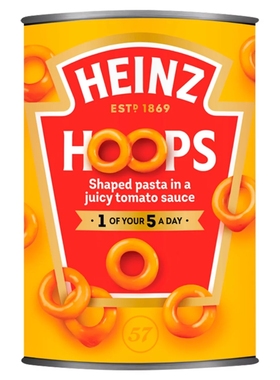 现货 英国亨氏Heinz pasta hoops番茄罐头意大利面400g