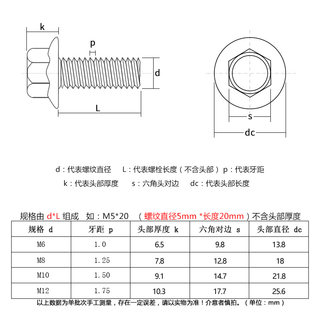 M5*8-25mm带齿六角法兰螺栓正宗304不锈钢法兰面外六角螺丝螺钉