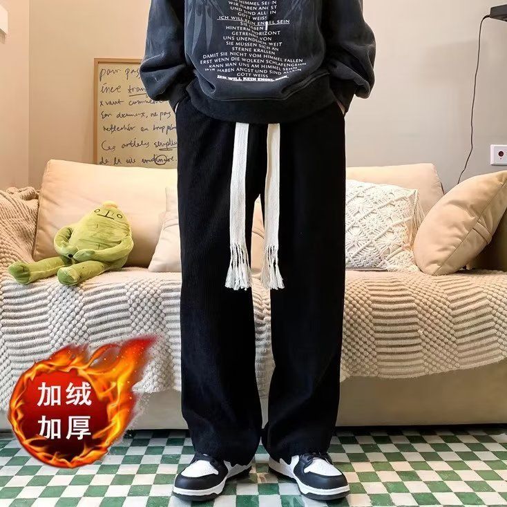 加绒灯芯绒裤子男款秋冬卫裤