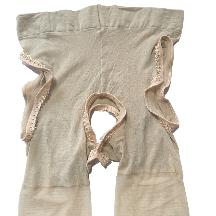 春夏丝袜女大码230斤胖mm两面四面开档免脱肤色连裤袜免脱包芯丝