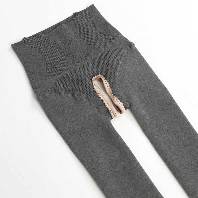 冬季矮个子高腰收腹棉鱼骨开档打底裤加绒加厚性感免脱保暖棉裤袜