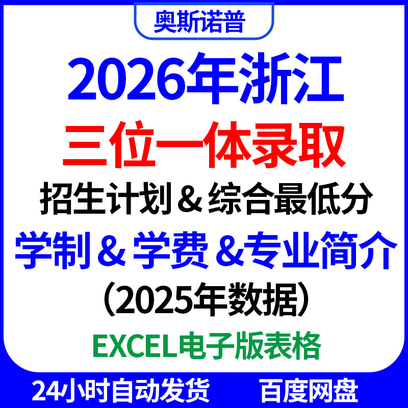 2026浙江高考志愿填报三位一体录取数据招生计划综合蕞低分excel