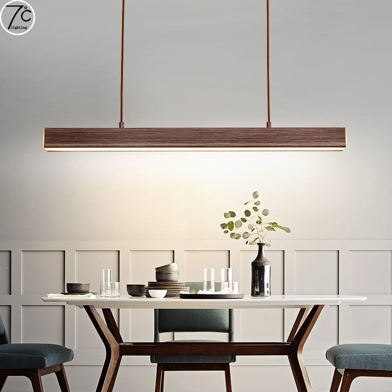 一字极简约吊灯led长条办公客餐厅饭桌北欧吧台loft轻薄铝材灯具