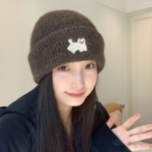 帽子女新款 秋冬加厚保暖小猫卡通针织帽日系甜美可爱情侣毛线帽男