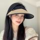 防紫外线遮阳空顶帽潮 户外骑车大檐发箍式 新款 蝴蝶结防晒帽女夏季