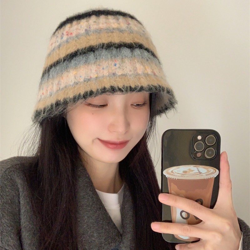 撞色拼接毛绒针织帽女新款韩系秋冬时尚气质显脸小护耳毛线渔夫帽,服饰配件/皮带/帽子/围巾,帽子,淘宝优惠券,粉丝福利购,淘宝优惠卷