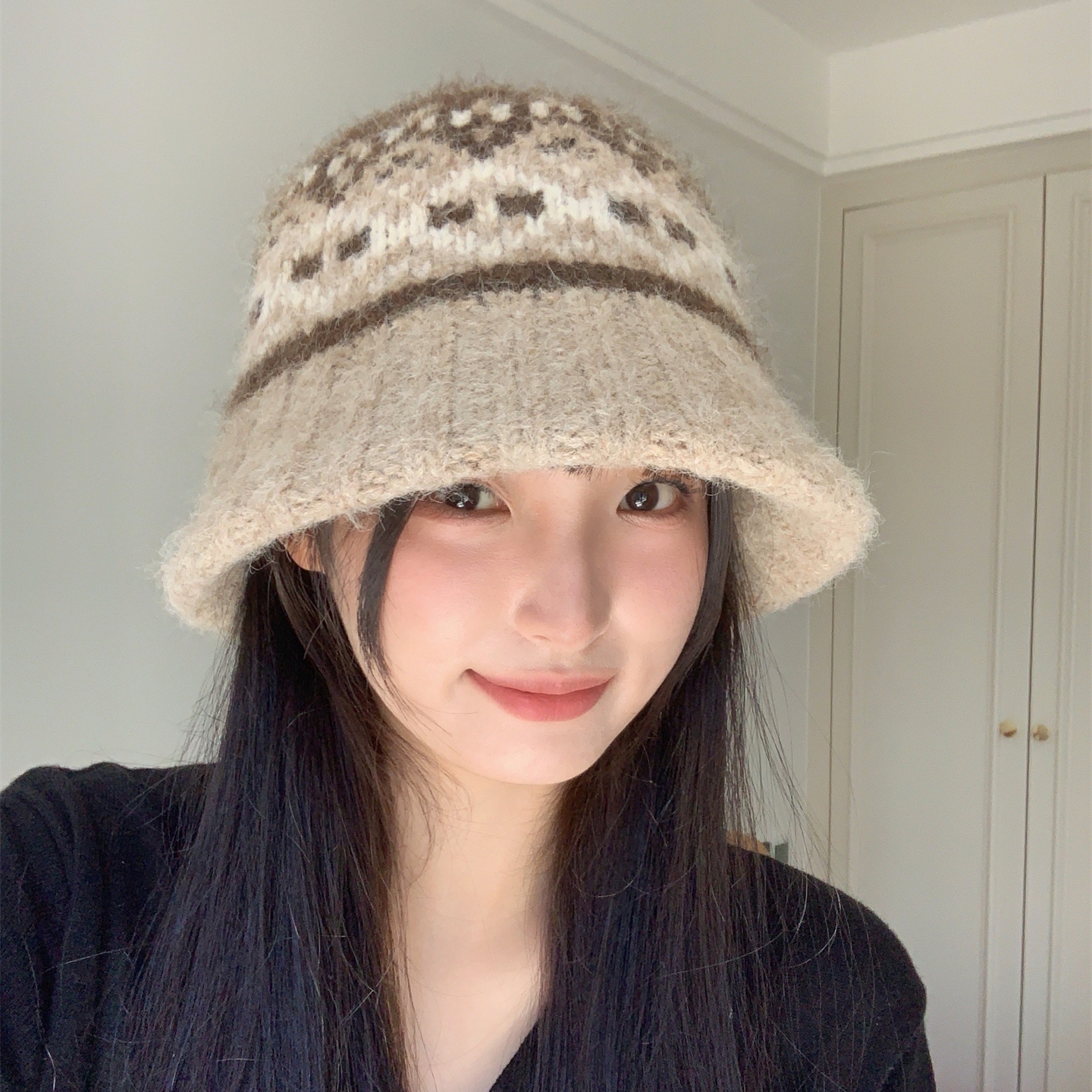 新款费尔岛针织渔夫帽女秋冬