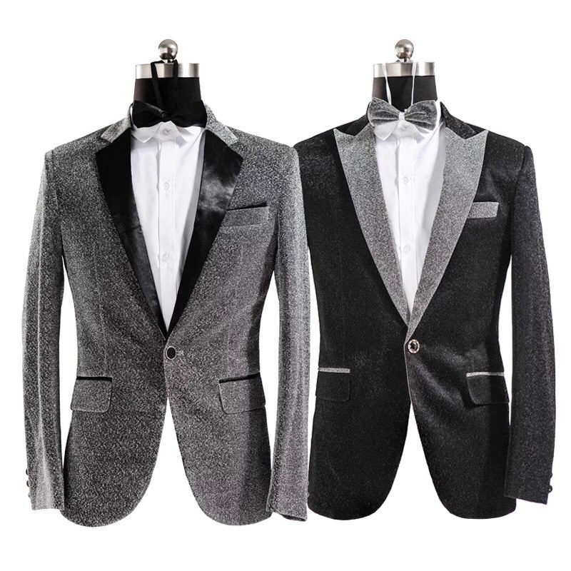 男士礼服韩版主持人亮片舞蹈西服