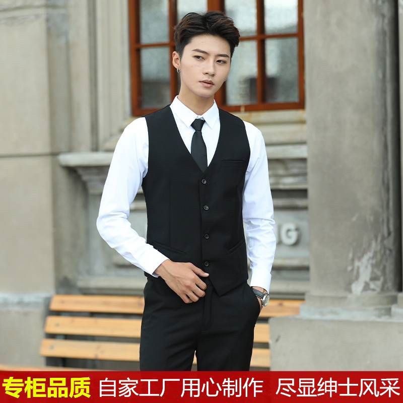 宛途锦马甲春秋韩版修身英伦时尚西服小背心休闲职业正装马夹男