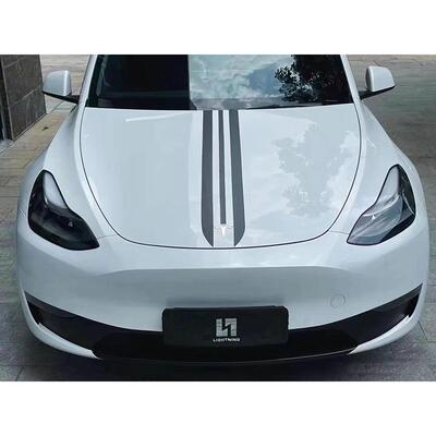 特斯拉model Y引擎机盖贴纸拉花 车头盖贴汽车个性改装装饰彩条
