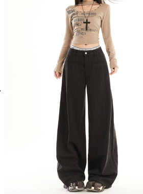 日本offcat深灰色阔腿牛仔裤女早春2026年新款秋冬高腰宽松慵懒垂