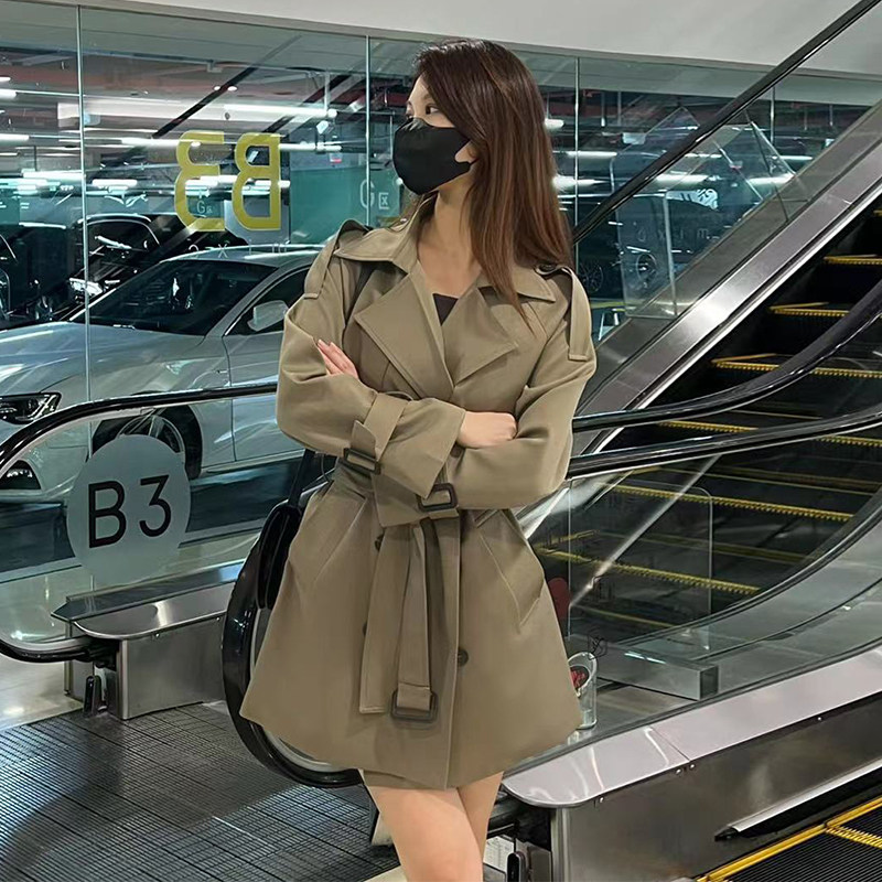 日本offcat短款风衣女2025春秋新款小个子休闲韩系大衣chic英伦风
