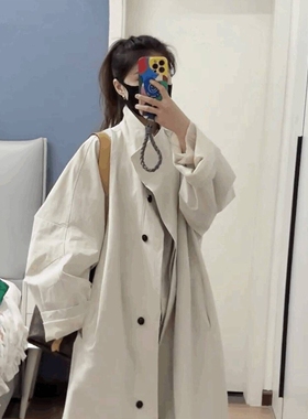 日本offcat白色立领风衣外套女2025秋季新款小个子高级感宽松中长