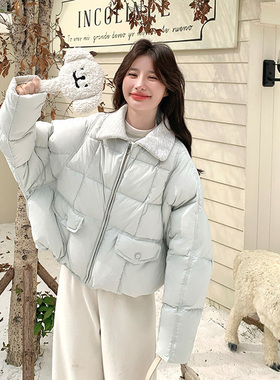 日本offcat浅蓝色小个子羽绒服女2025冬新款巨好看的韩版宽松洋气