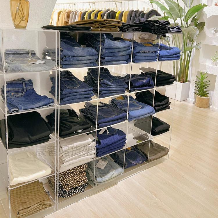 服装店置物架多层透明展示柜定制