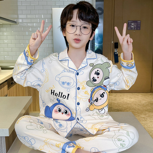 2025新款男童睡衣儿童纯棉长袖