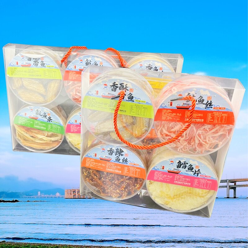 大连特产顺帆海产礼盒鳕鱼片香酥带鱼鱿鱼丝条鳕鱼片香辣鱼丝即食
