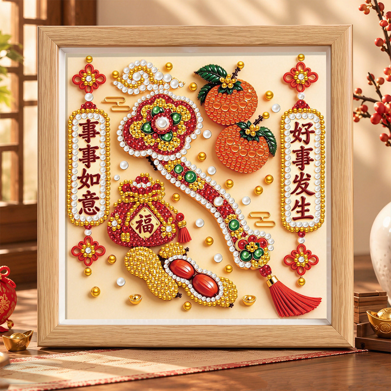 玉如意珍珠画羊年手工diy材料