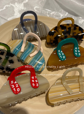 周扬青同款ins豹纹抓夹小众设计高级感后脑勺鲨鱼夹发卡发饰女