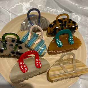 周扬青同款 ins豹纹抓夹小众设计高级感后脑勺鲨鱼夹发卡发饰女