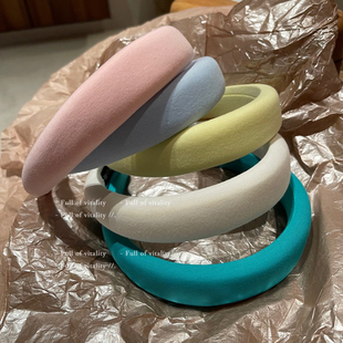 ins网红博主马卡龙色系宽边海绵蓬蓬高颅顶发箍发卡头箍发饰女