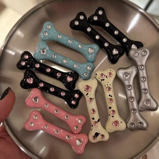 新风格 气满满自制甜酷Y2K少女水钻小骨头鸭嘴夹发卡发饰ins 元