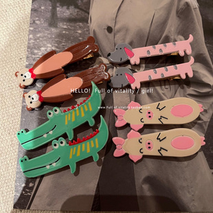 2026新款 日系甜美可爱创意立体卡通动物发夹少女心鸭嘴夹边夹发饰