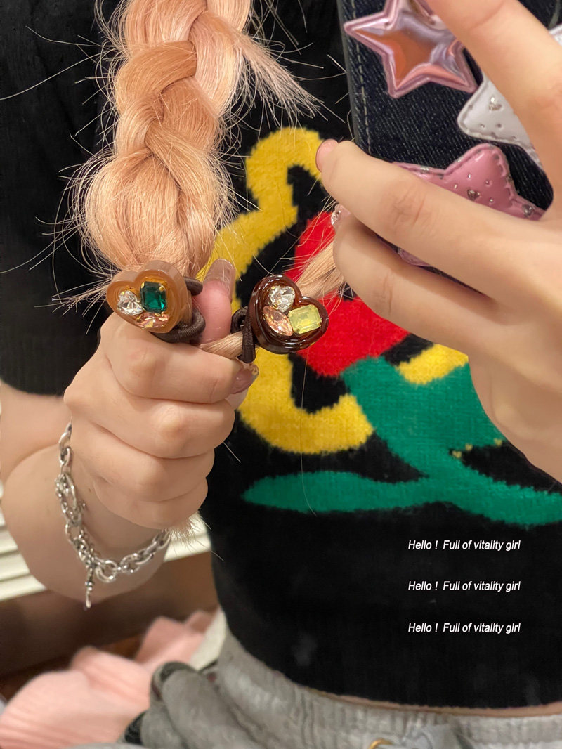 bling~吼闪呀！我爱啦！水钻发绳高马尾头绳麻花辫皮筋弹力发饰女