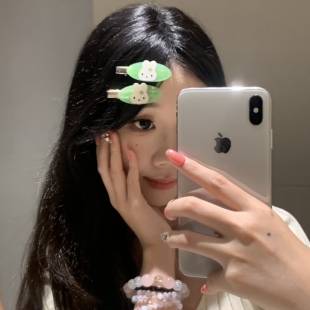 元气满满嫩绿系四叶草米菲无痕鸭嘴夹甜美刘海发夹卡通甜妹侧边夹