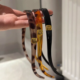 赵露思同款 松弛感发箍玳瑁琥珀复古气质金标带齿头箍2026新款