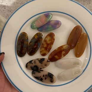 韩系醋酸发夹百搭ins风复古气质椭圆形字母前额侧边刘海鸭嘴夹