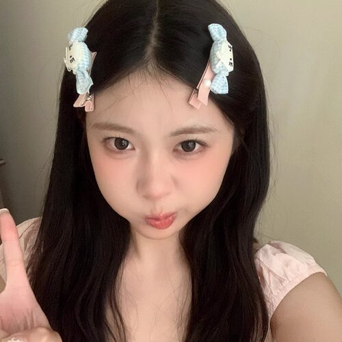 韩系格子小猫糖果发夹